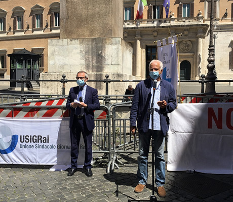 Carlo Muscatello alla manifestazione FNSI di Roma