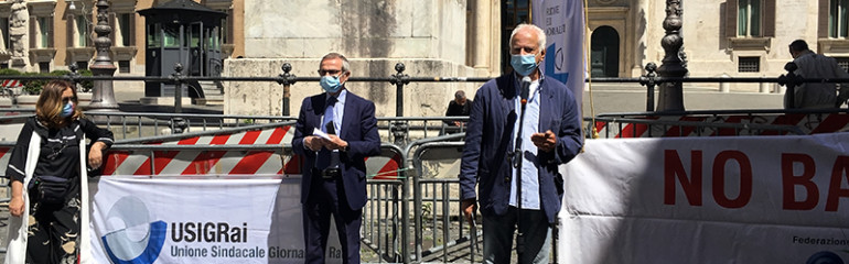Carlo Muscatello alla manifestazione FNSI di Roma