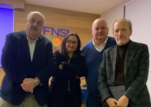 Da sinistra: Alessandro Bourlot, presidente regionale, Patrizia Disnan, e i delegati fvg Furio Baldassi e Fulvio Sabo