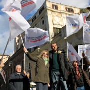 Alessandra Costante e Stefano Ferrante alla manifestazione di Roma