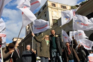Alessandra Costante e Stefano Ferrante alla manifestazione di Roma