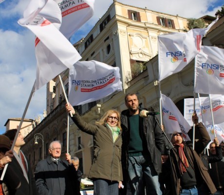Alessandra Costante e Stefano Ferrante alla manifestazione di Roma