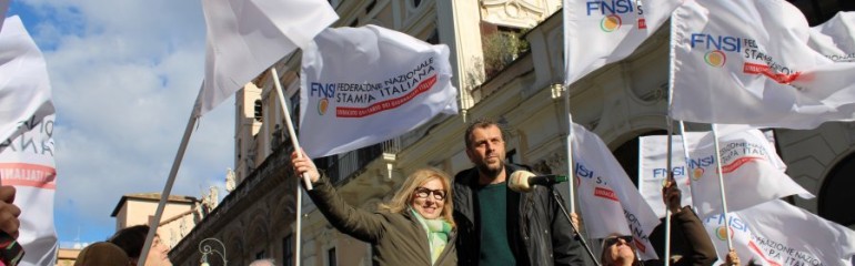 Alessandra Costante e Stefano Ferrante alla manifestazione di Roma